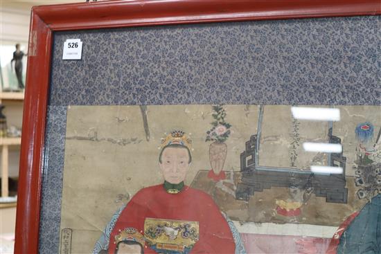 A 19th century Chinese ancestor portrait, gouache on paper, 136 x 86cm